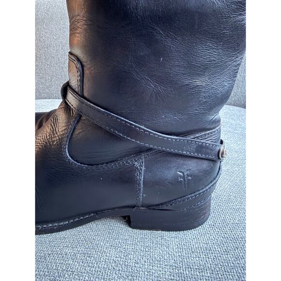 Frye Lindsay Vintage Plate Leather Knee-High Riding Boot Black Sz 7.5 - Picture 5 of 13